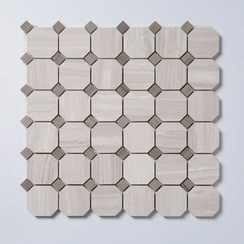 Natursten ArtStone Woodlight Gravin Octagon Polerad 5x5 cm