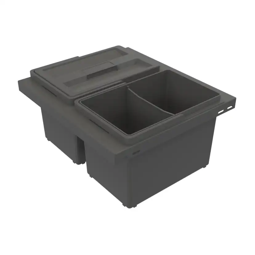 Källsorteringskärhållare Beslag Design Cube Basic Low 400 Mörkgrå