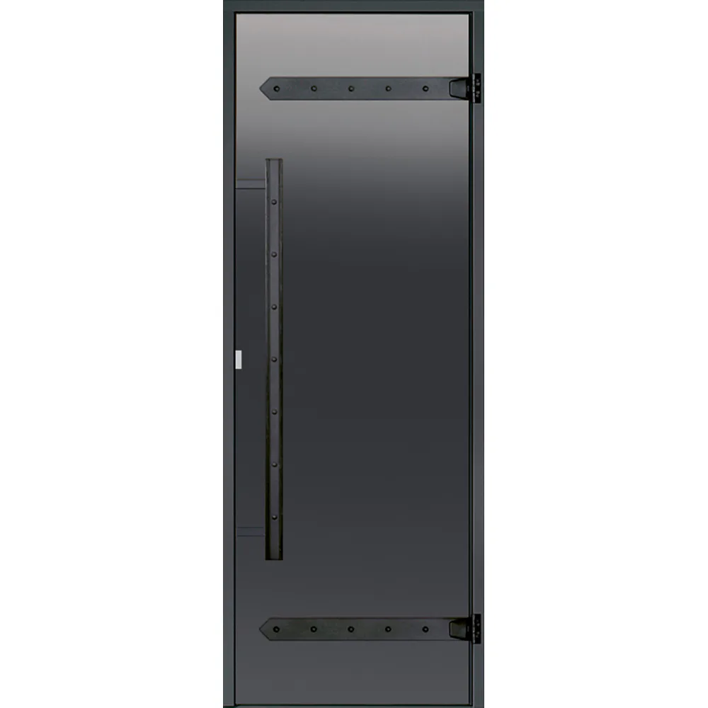 Glasdörr Harvia Legend Rökgrå med Svart Furukarm 7x19