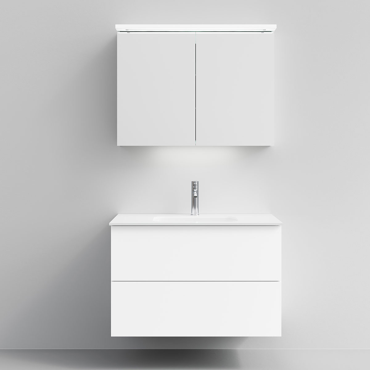 Tvättställsskåp Temal Astra med Tvättställ Onni och Spegelskåp Highlight