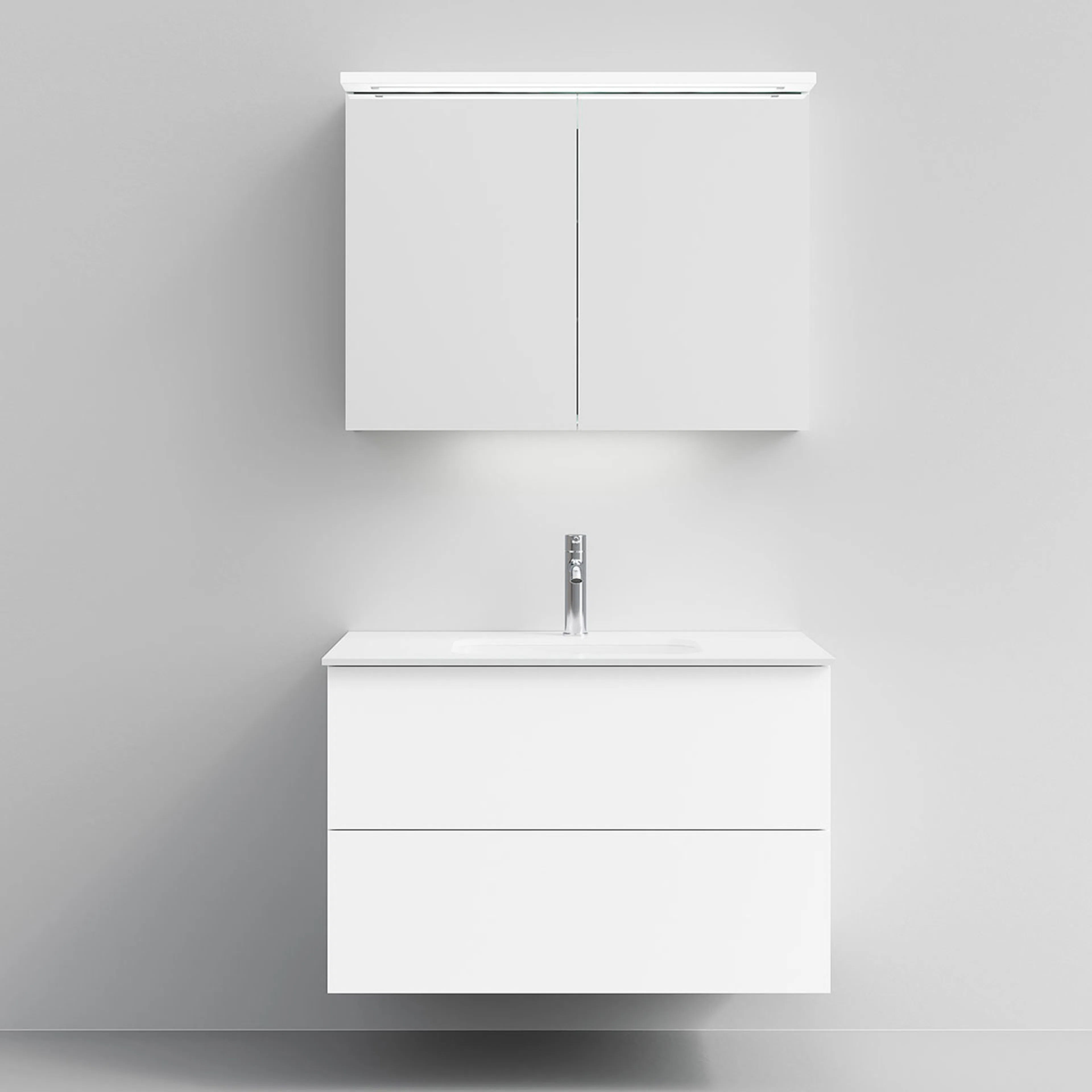 Tvättställsskåp Temal Astra med Tvättställ Onni och Spegelskåp Highlight