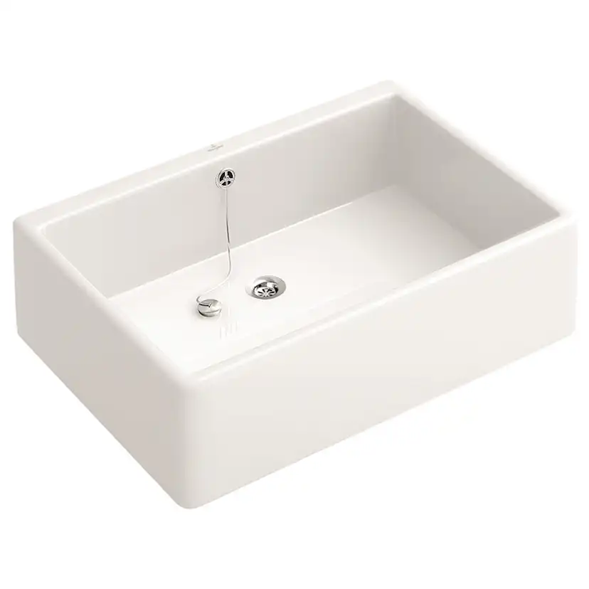 Infälld Diskho DecoSteel Omnia 60 Porslin Vit Enkel med Korgventil & Vattenlås