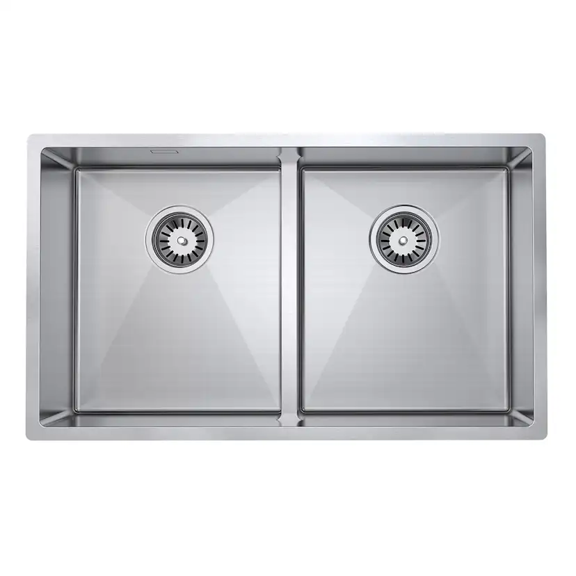 Diskho DecoSteel DI Combo 3434 Rostfri Dubbel med Korgventil & Vattenlås