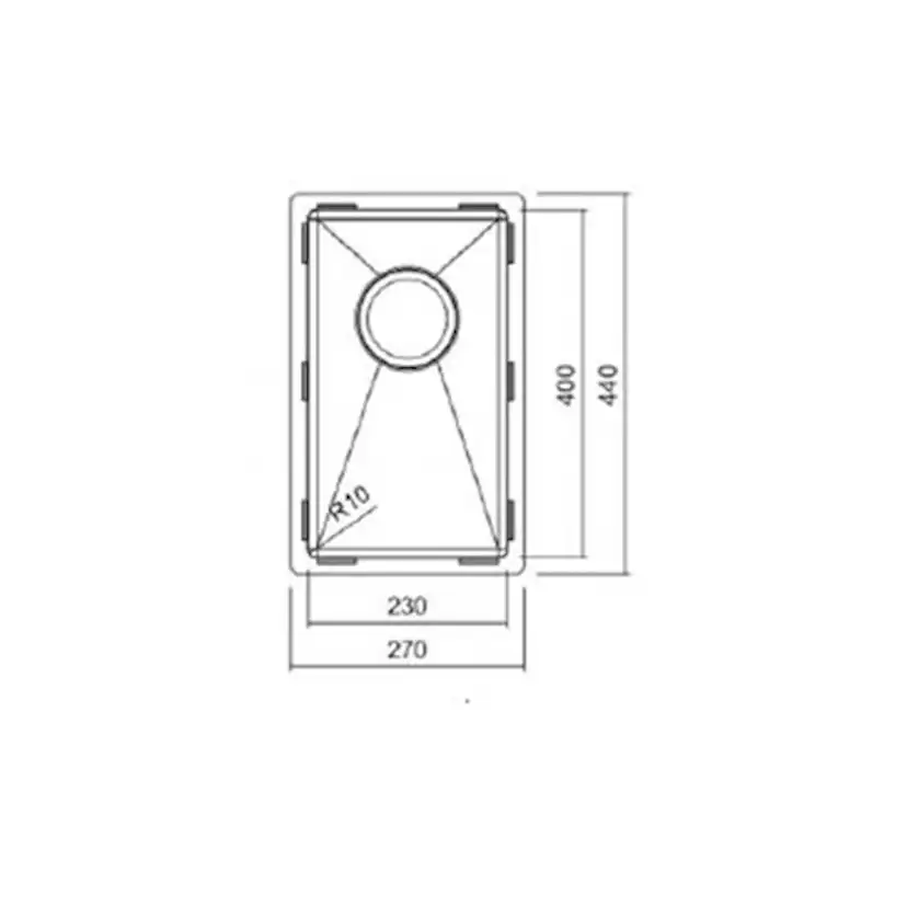 Diskho Nordic Tech Radius 230 X Rostfri Enkel med Korgventil & Vattenlås
