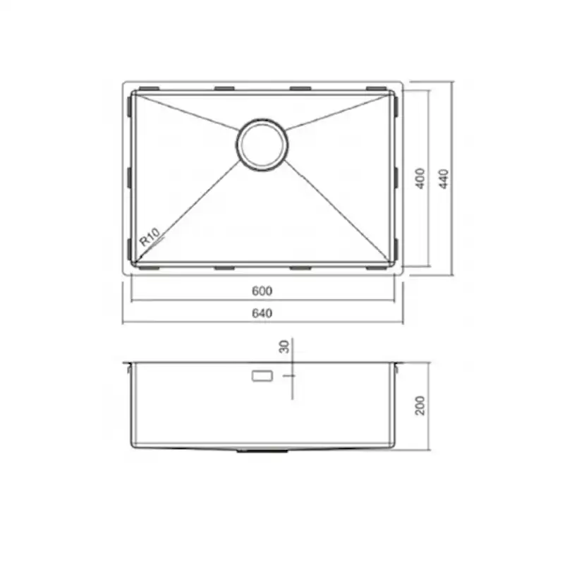 Diskho Nordic Tech Radius 600 X Rostfri Enkel med Korgventil & Vattenlås