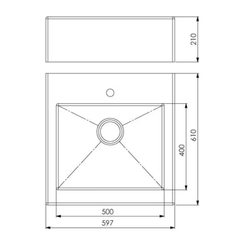 Diskho Nordic Tech Radius Solid 500 för Kök och Tvättstuga, Rostfri