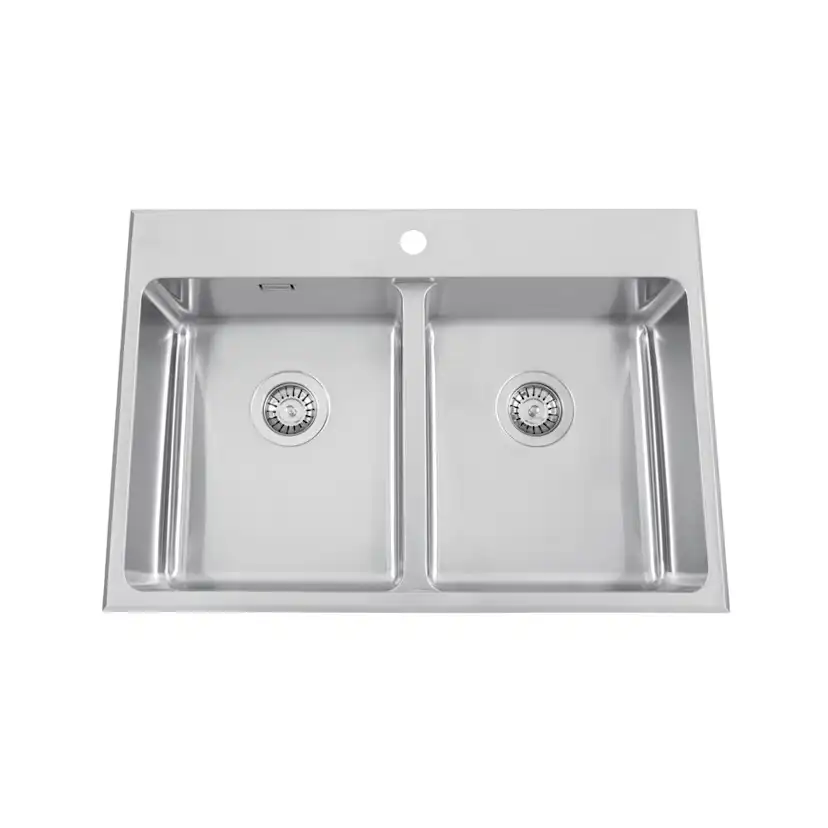 Infälld Diskho Nordic Tech Safir 80 K B Rostfri Dubbel med Korgventil & Vattenlås