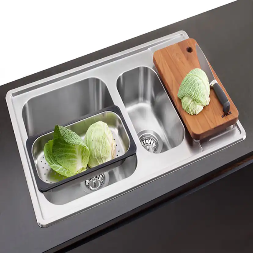 Infälld Diskbänk Stala Lyria L40-17S Rostfri med Dubbel Diskho