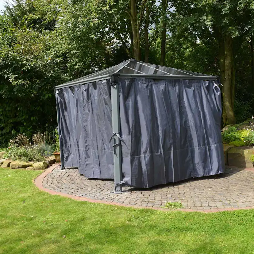 Draperi gop Till Palermo Pergola UV-skyddad Polyesterväv, Grå, 4st