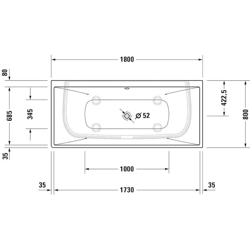 Badkar Duravit DuraSquare mot Vägg