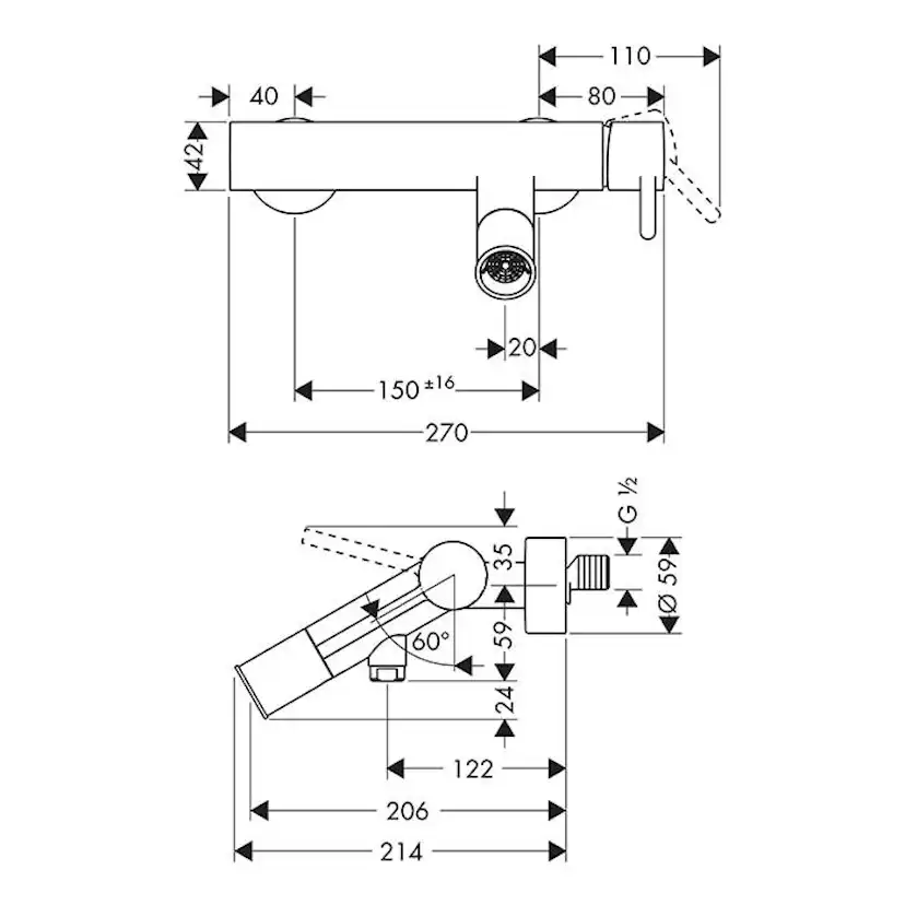 Dusch- och Badkarsblandare Axor Starck 1-grepps 150 cc