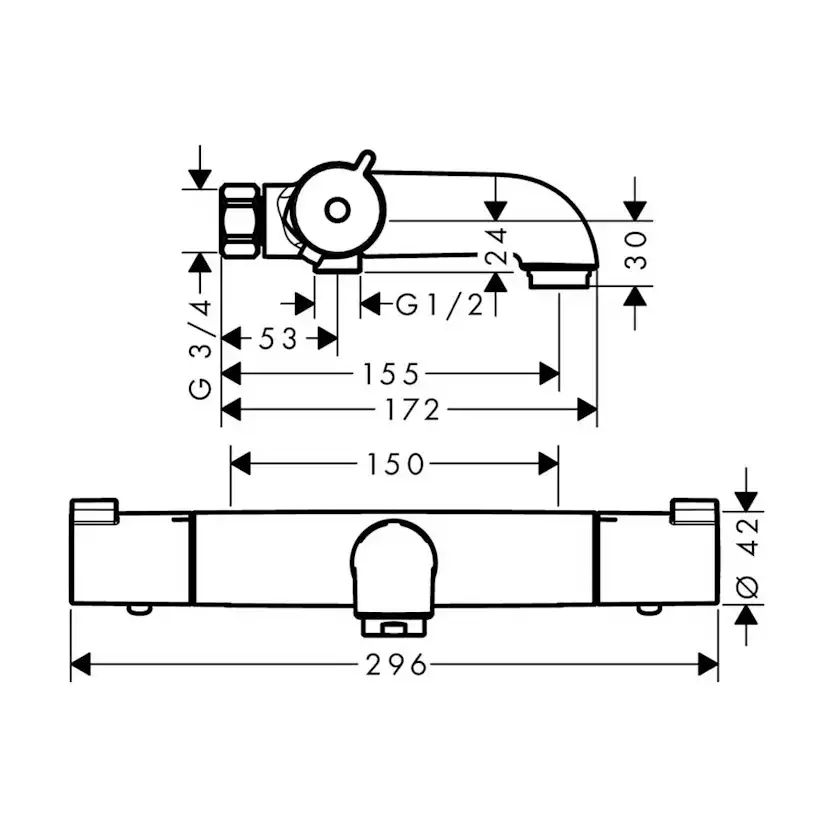 Dusch- och Badkarsblandare Axor Ecostat 1001 CL 150 cc