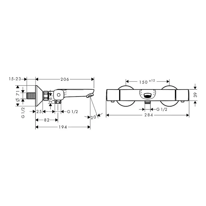 Dusch- och Badkarsblandare Hansgrohe Ecostat Universal 150 cc