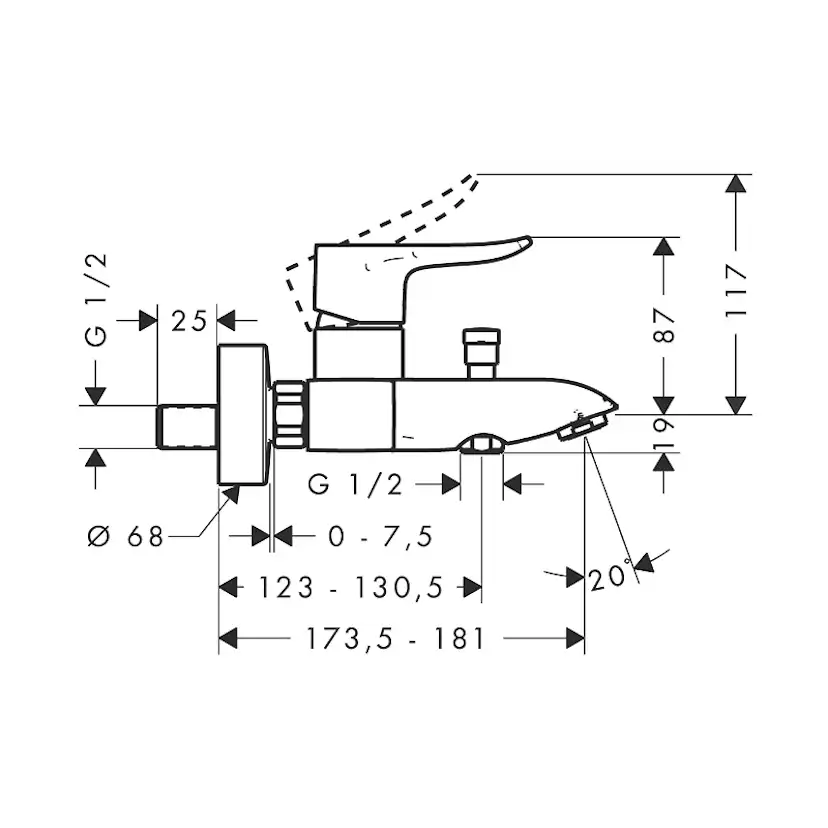 Dusch- och Badkarsblandare Hansgrohe Metris 150 cc