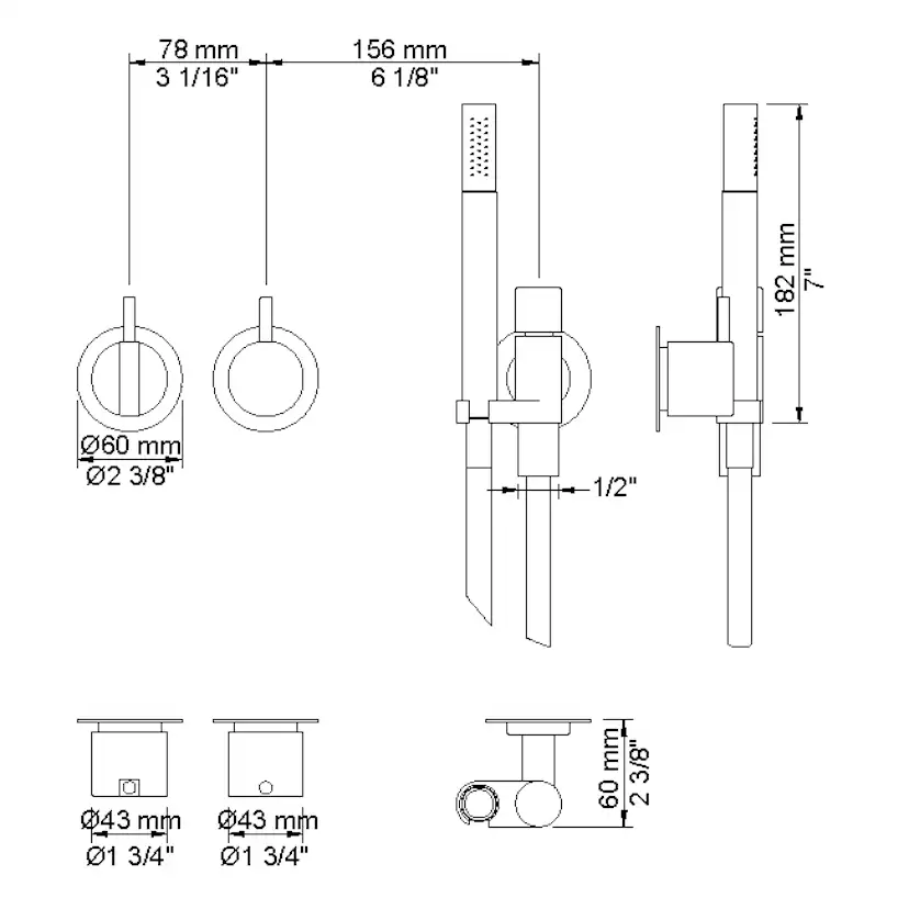 Duschset Vola 2471 för Inbyggnad
