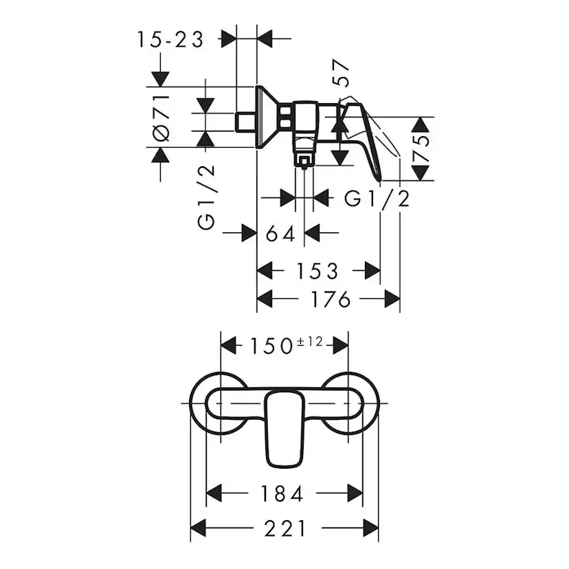 Duschblandare Hansgrohe Logis 1-grepps 150 cc