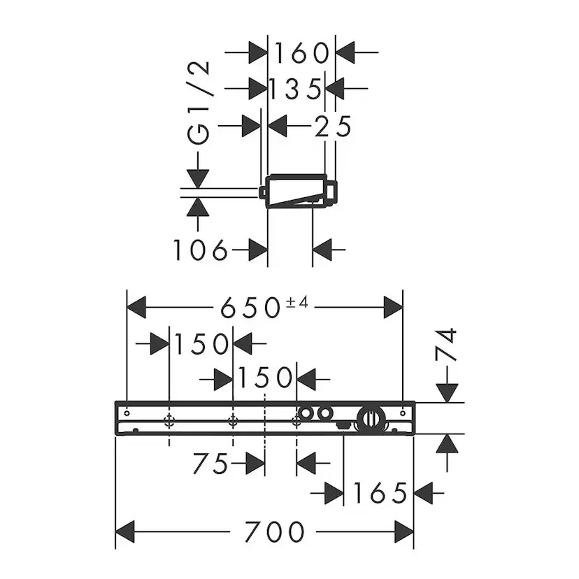 Duschblandare Hansgrohe ShowerTablet Select 700 för 2 Funktioner