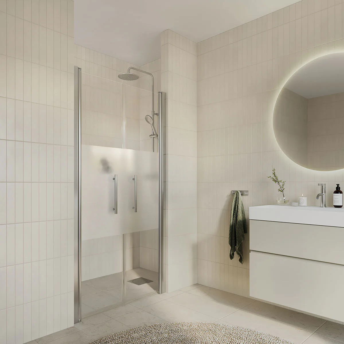 Duschdörr Arrow DuoDoor Delvis Frostat Glas