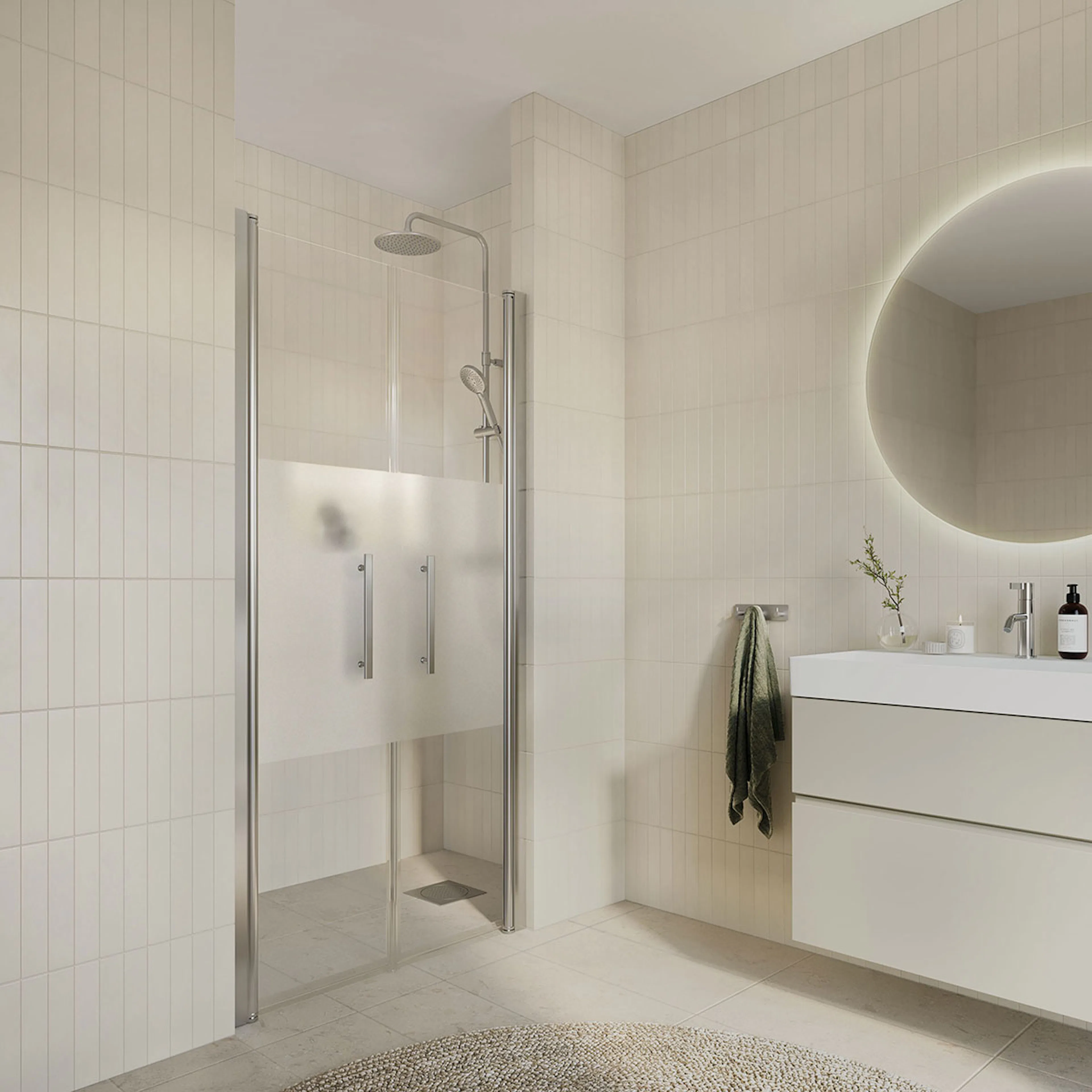 Duschdörr Arrow DuoDoor Delvis Frostat Glas