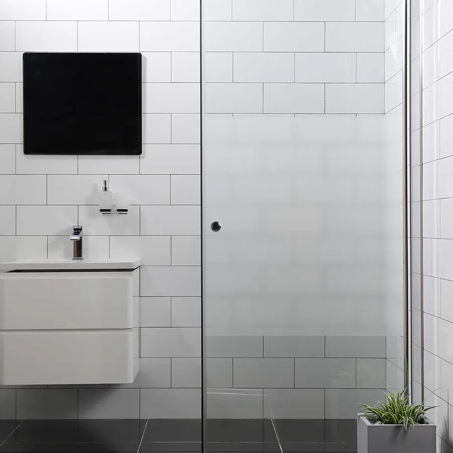 Duschdörr Bathlife Mångsidig Rak Dörr Delvis Frostat Glas