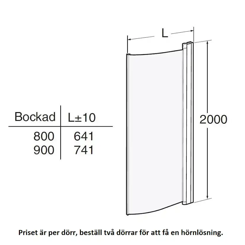 Duschdörr Contura Shower Space SBNK Bockad