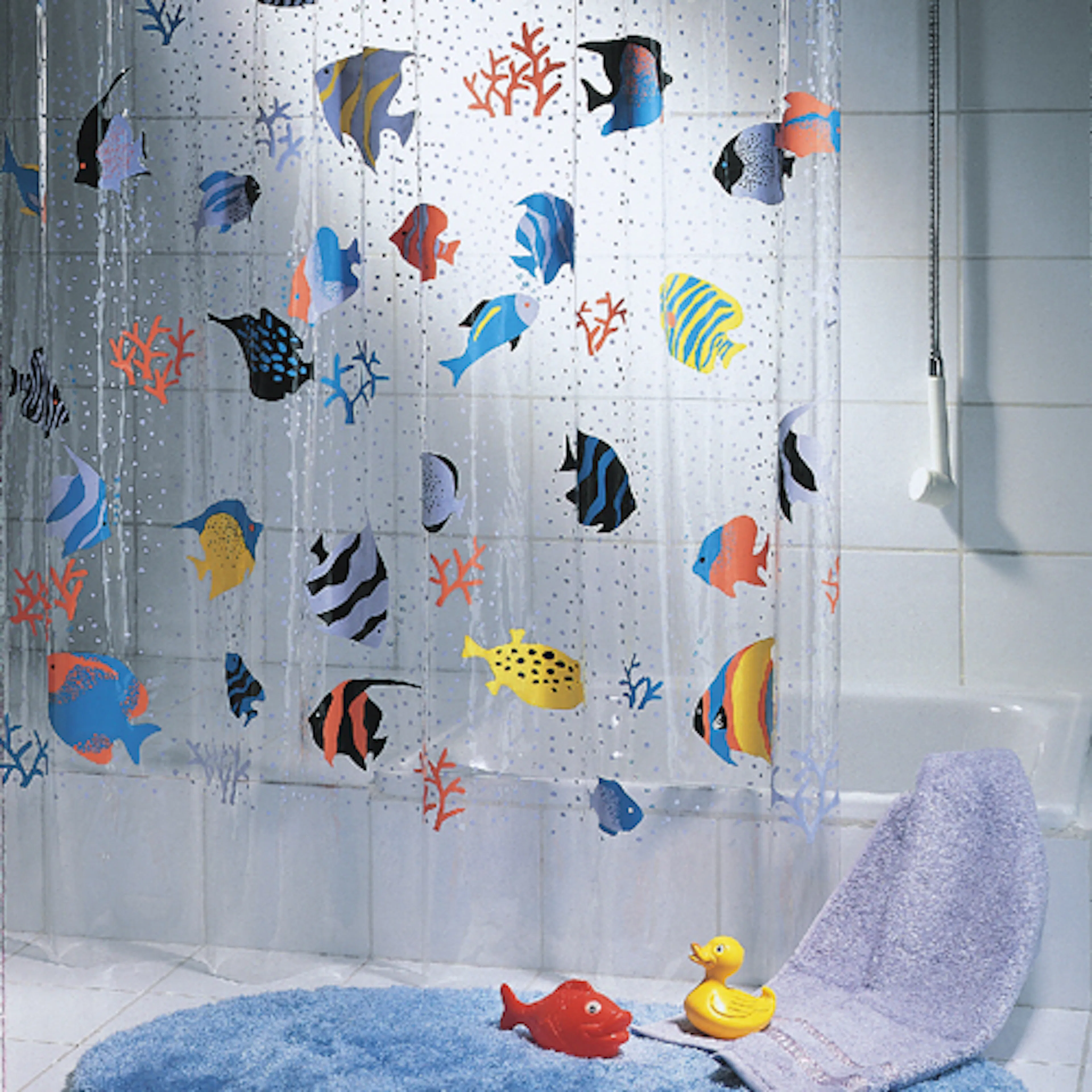 Duschdraperi Spirella Fish multicolor 180x200