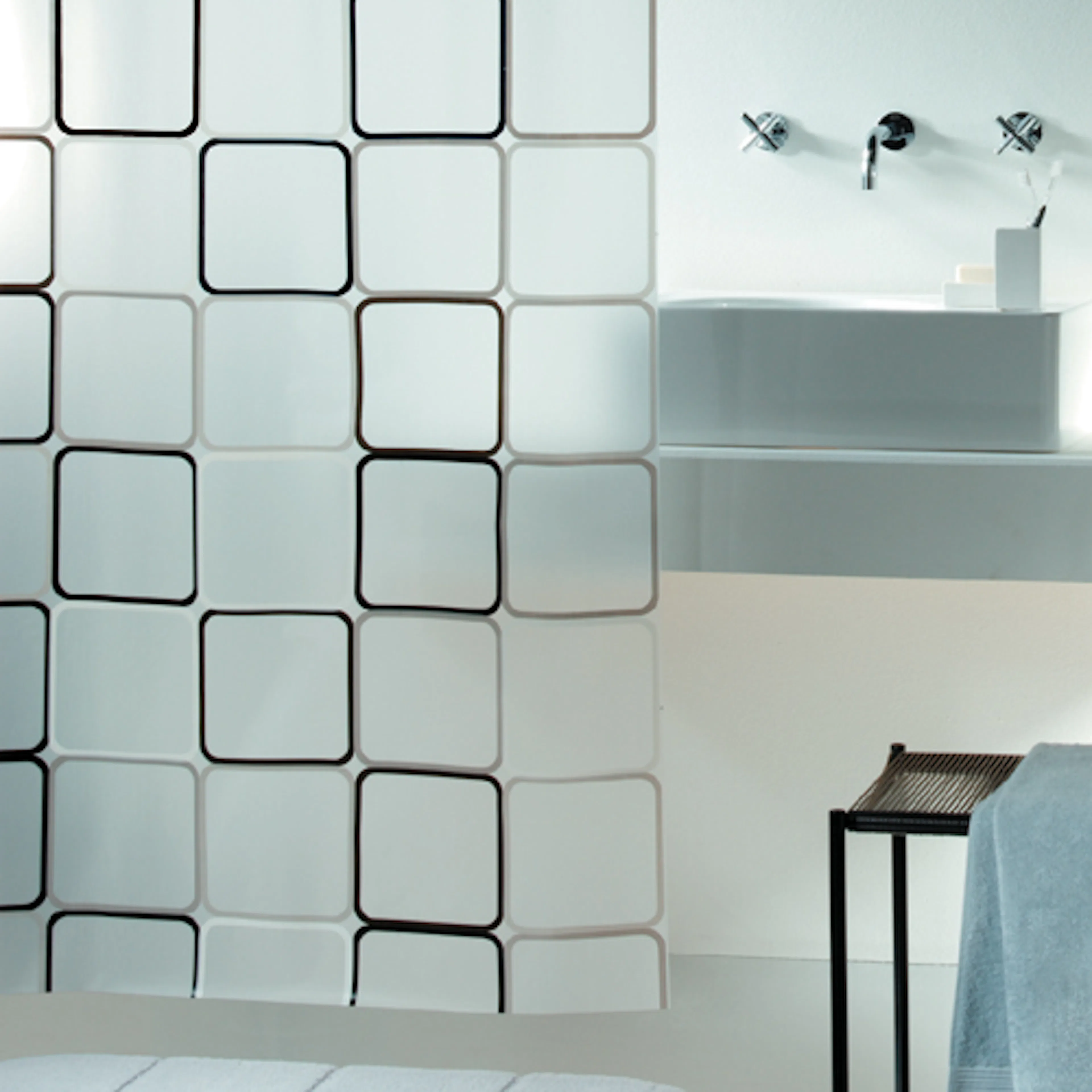 Duschdraperi Spirella Frame black 180x200