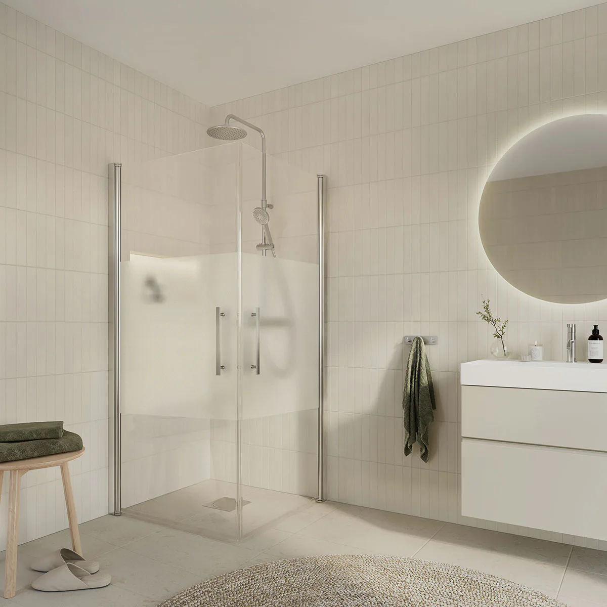 Duschhörn Arrow Corner Delvis Frostat Glas