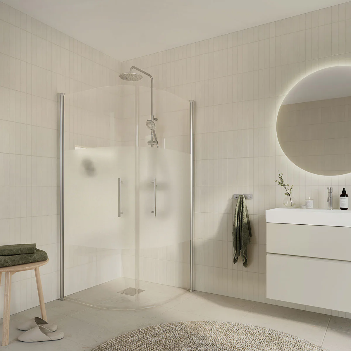 Duschhörn Arrow Round Delvis Frostat Glas