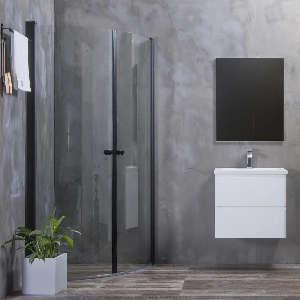 Duschhörn Bathlife Mångsidig Rund Dörr 45° Svart