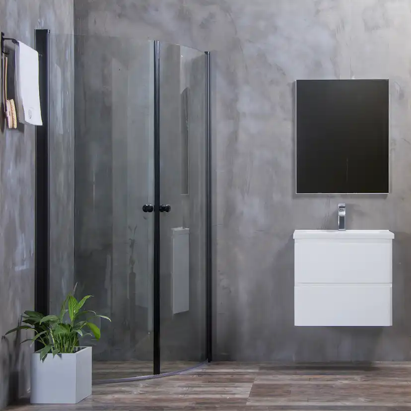 Duschhörn Bathlife Mångsidig Rund Dörr 45° Svart