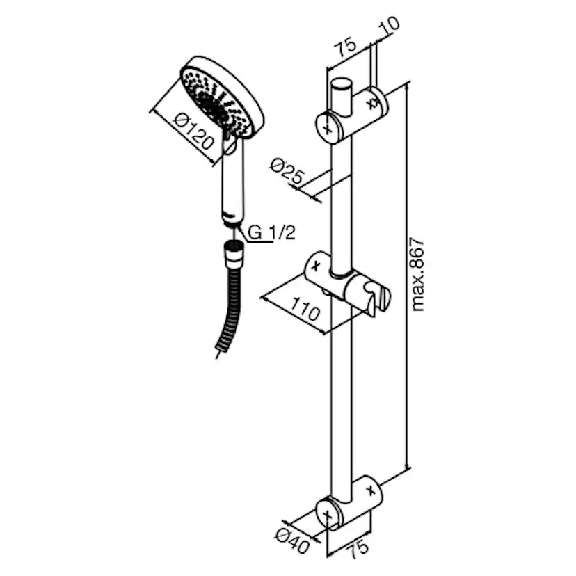 Duschset Damixa Kudos Plus med 5 Funktioner