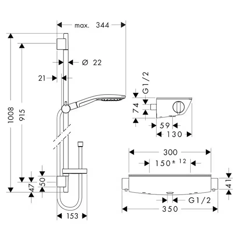 Duschset Hansgrohe Raindance Select S 150 cc Kombipaket