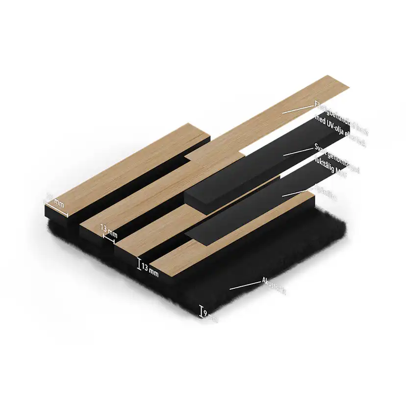 Akustikpanel Wood on wall Ek Ljuslackad