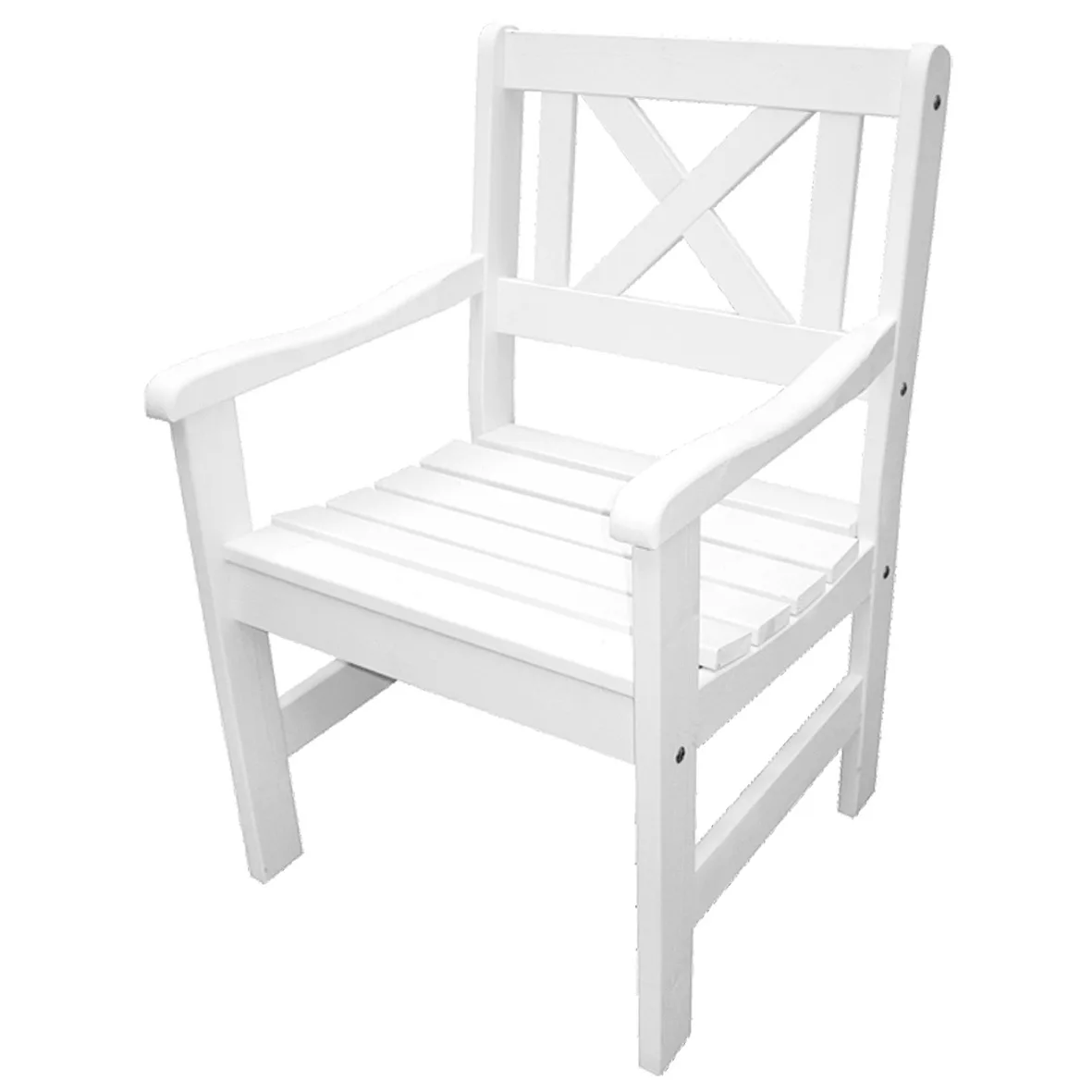 Fåtölj Baltic Garden Europe Vit, 2 st Trädgårdsstolar i Trä