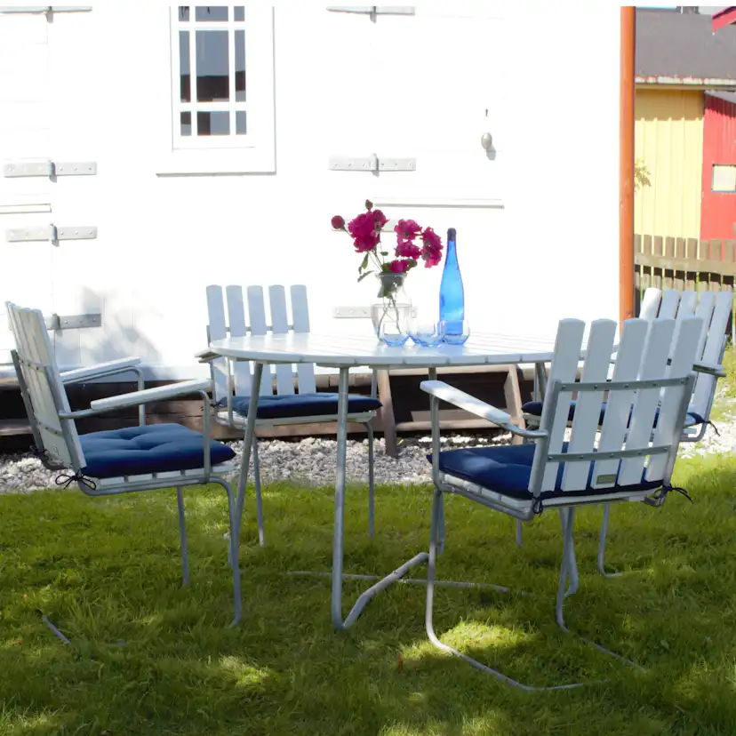 Matgrupp Utomhus Eden Wood Amanda Ø100 cm med 4 Utefåtöljer