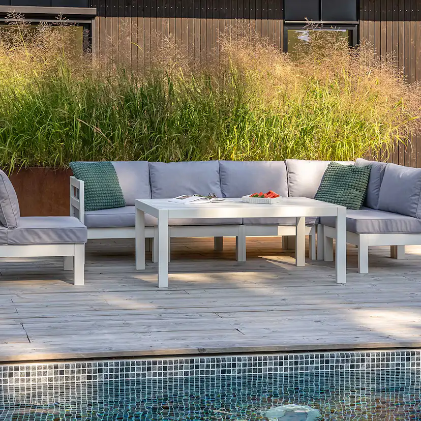 Loungebord Utomhus Eden Wood Ransvik Greige 77x138x55 cm Svensk Norrlandsfuru FSC