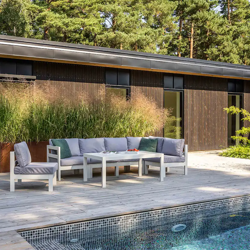 Loungebord Utomhus Eden Wood Ransvik Greige 77x138x55 cm Svensk Norrlandsfuru FSC