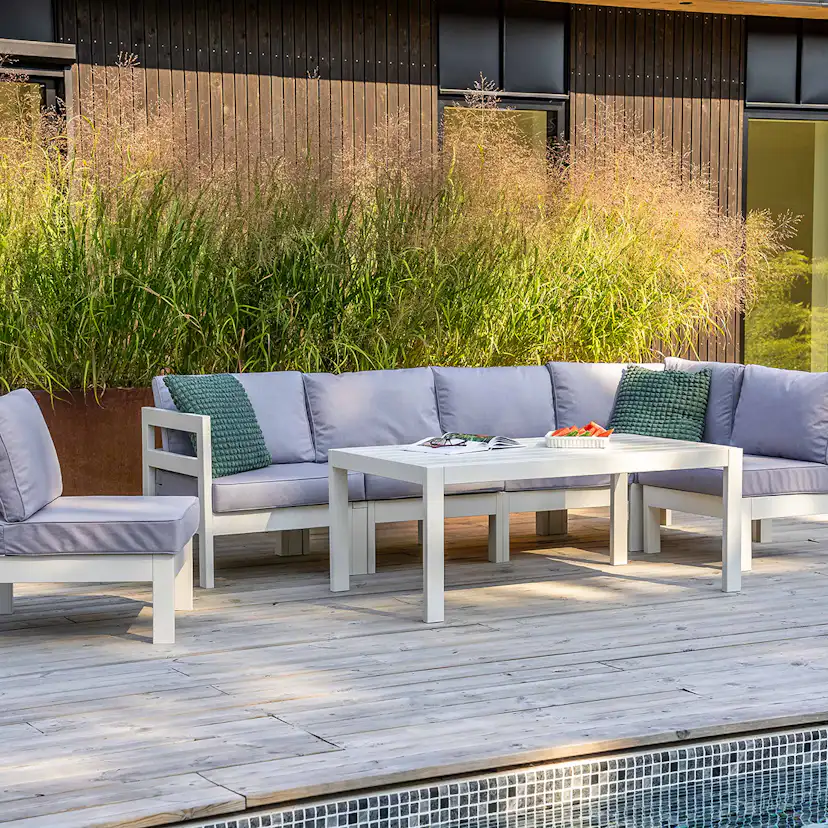 Loungebord Utomhus Eden Wood Ransvik Greige 77x138x55 cm Svensk Norrlandsfuru FSC