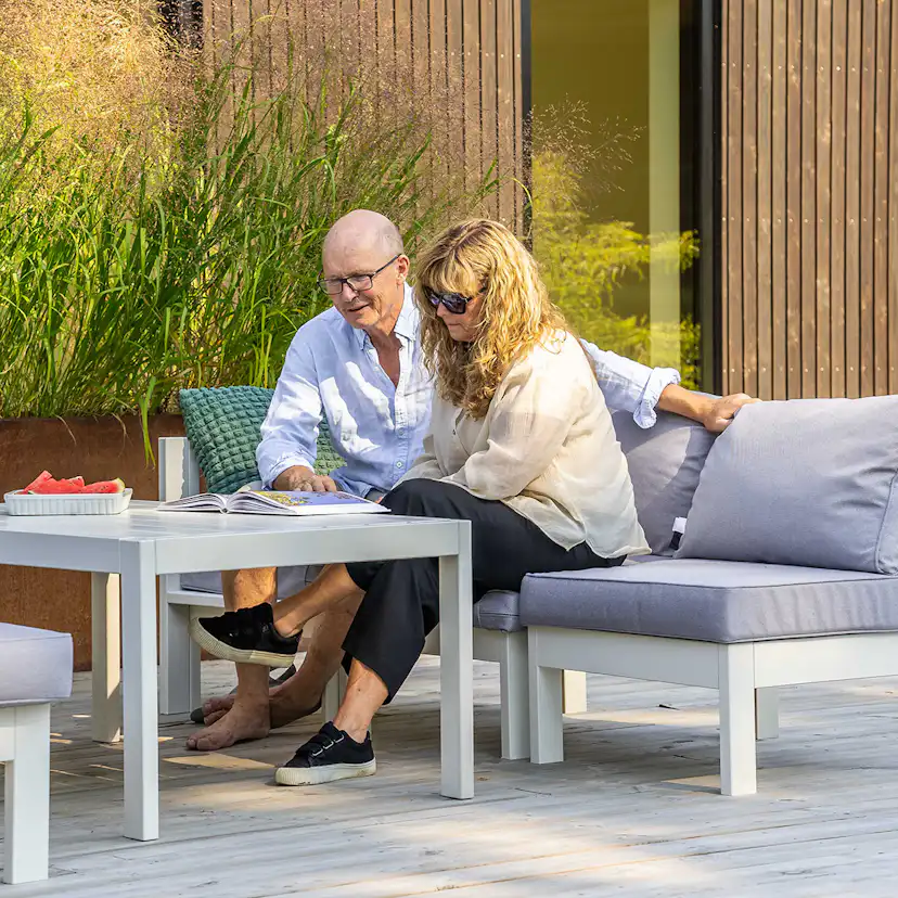 Loungebord Utomhus Eden Wood Ransvik Greige 77x138x55 cm Svensk Norrlandsfuru FSC