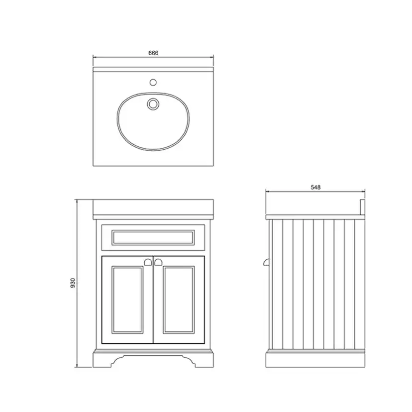 Tvättställsskåp Burlington FF8 med Tvättställ
