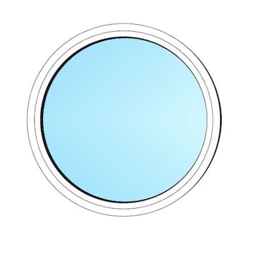 Fönster Outline Fri Form Fast Karm Cirkel 3-glas Vitmålat