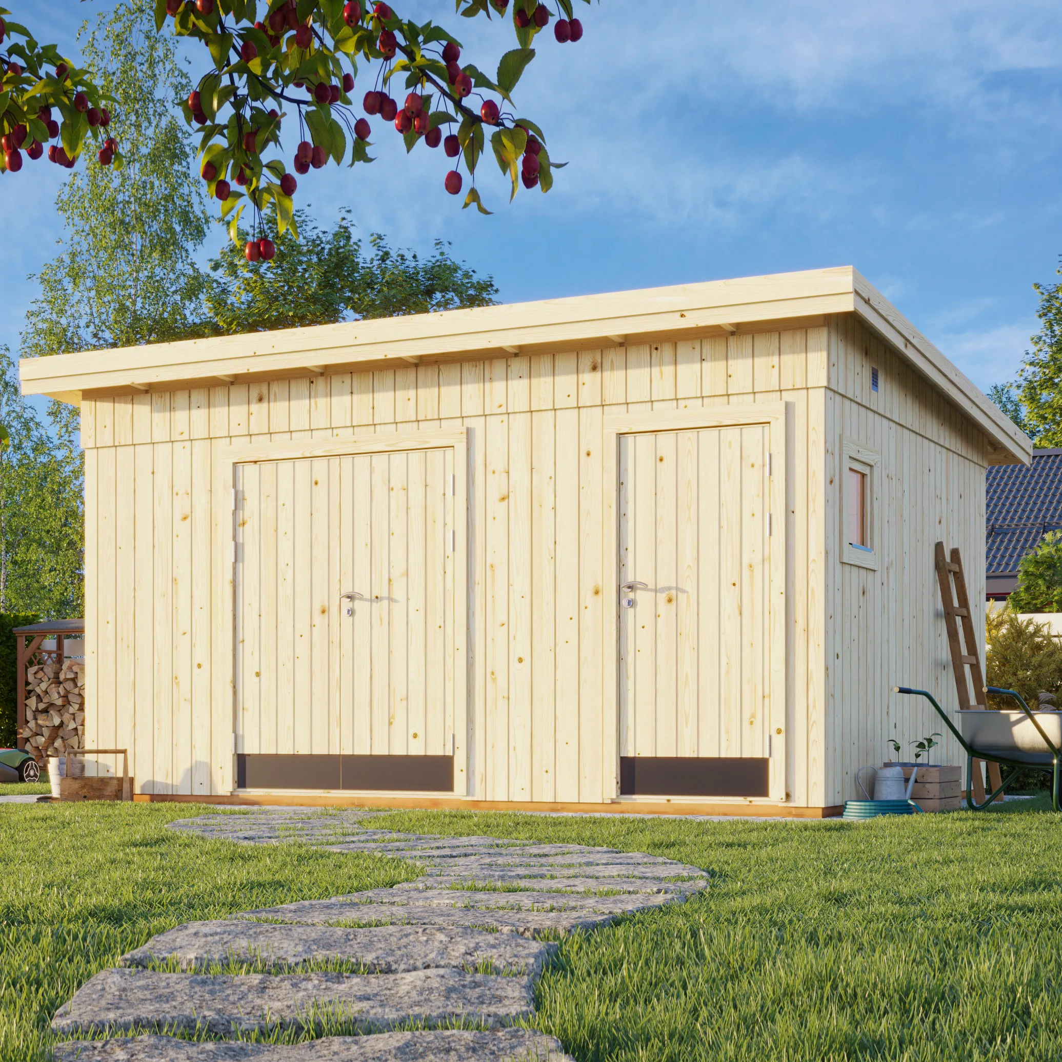 Förråd Palmako Kalle 13,5 m² Redskapsbod i Trä med Pulpettak