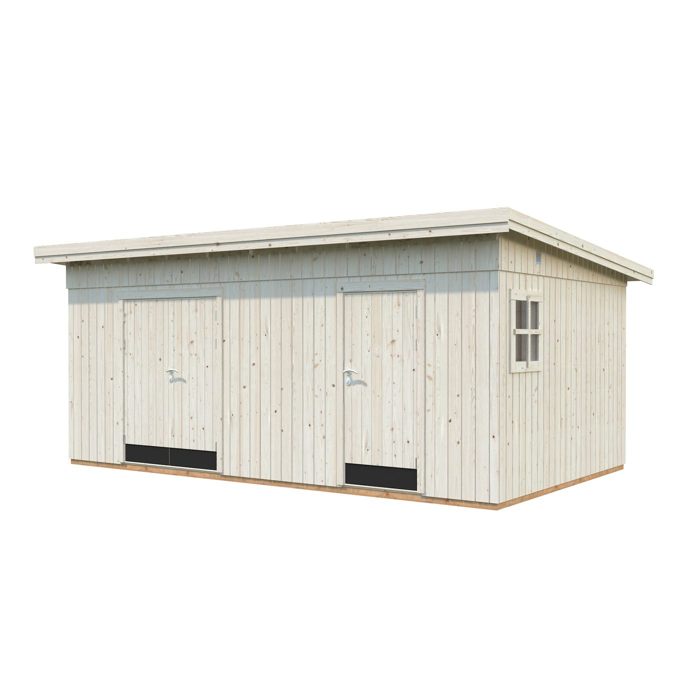 Förråd Palmako Kalle 16,9 m² Redskapsbod i Trä med Pulpettak & Dubbla Dörrar