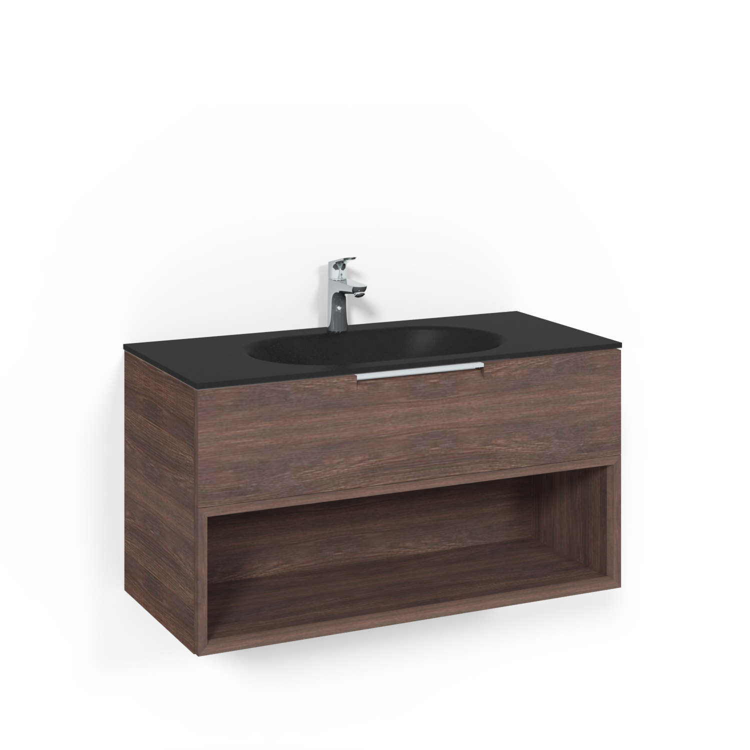 Tvättställsskåp Macro Design Crown Open Box Med Glastvättställ