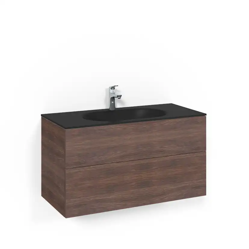 Tvättställsskåp Macro Design Crown Push Open Med Glastvättställ