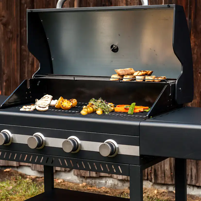 Gasolgrill Sunwind Karn Rostfritt Stål med Gjutgärnsgaller & 4 Brännare