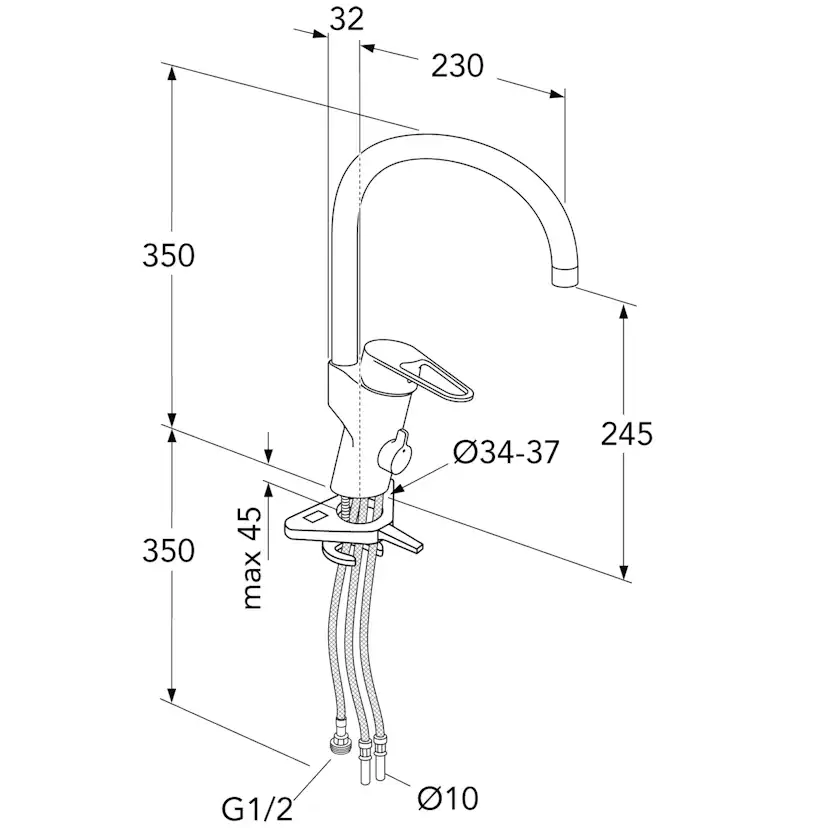 Köksblandare Gustavsberg Nya Nautic med Hög Pip