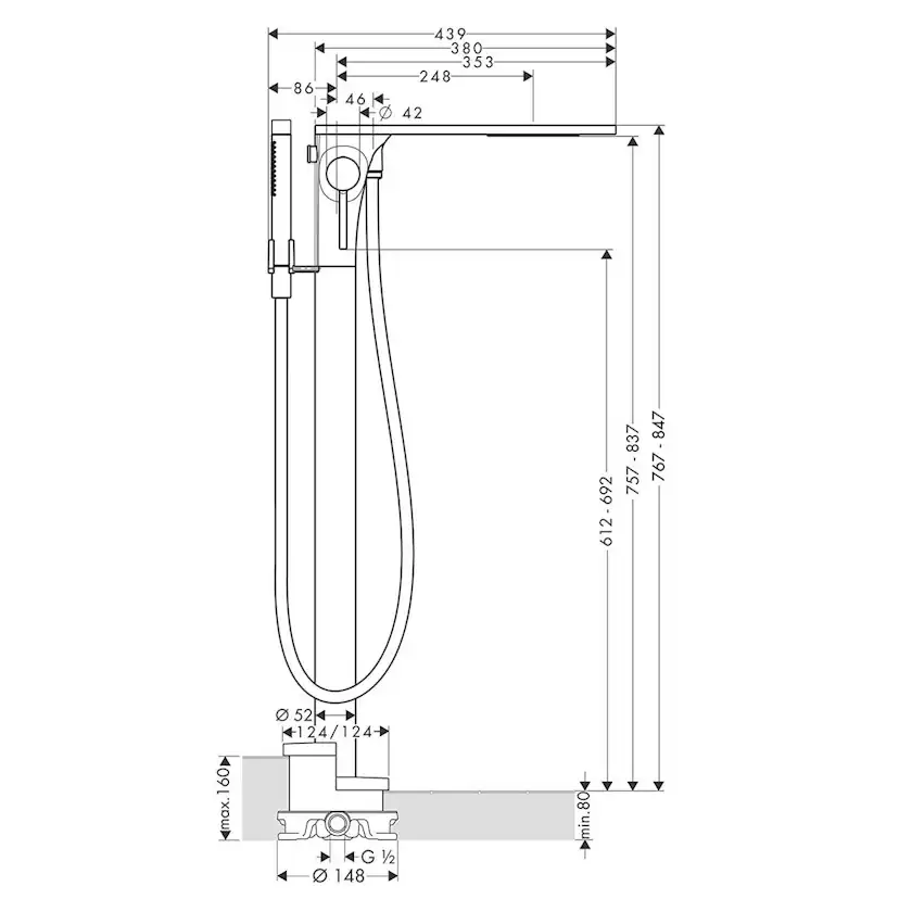 Golvblandare Axor Massaud 1-grepps