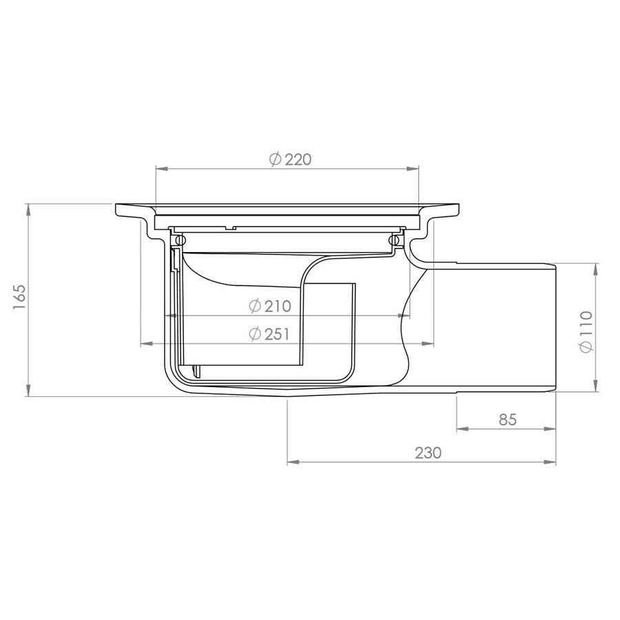 Golvbrunn Purus Bigg 110 E Ø220 mm